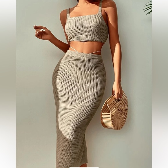 Amazon Other - Amazon Knitted Coverup Set. Size- Large. Color- Khaki.